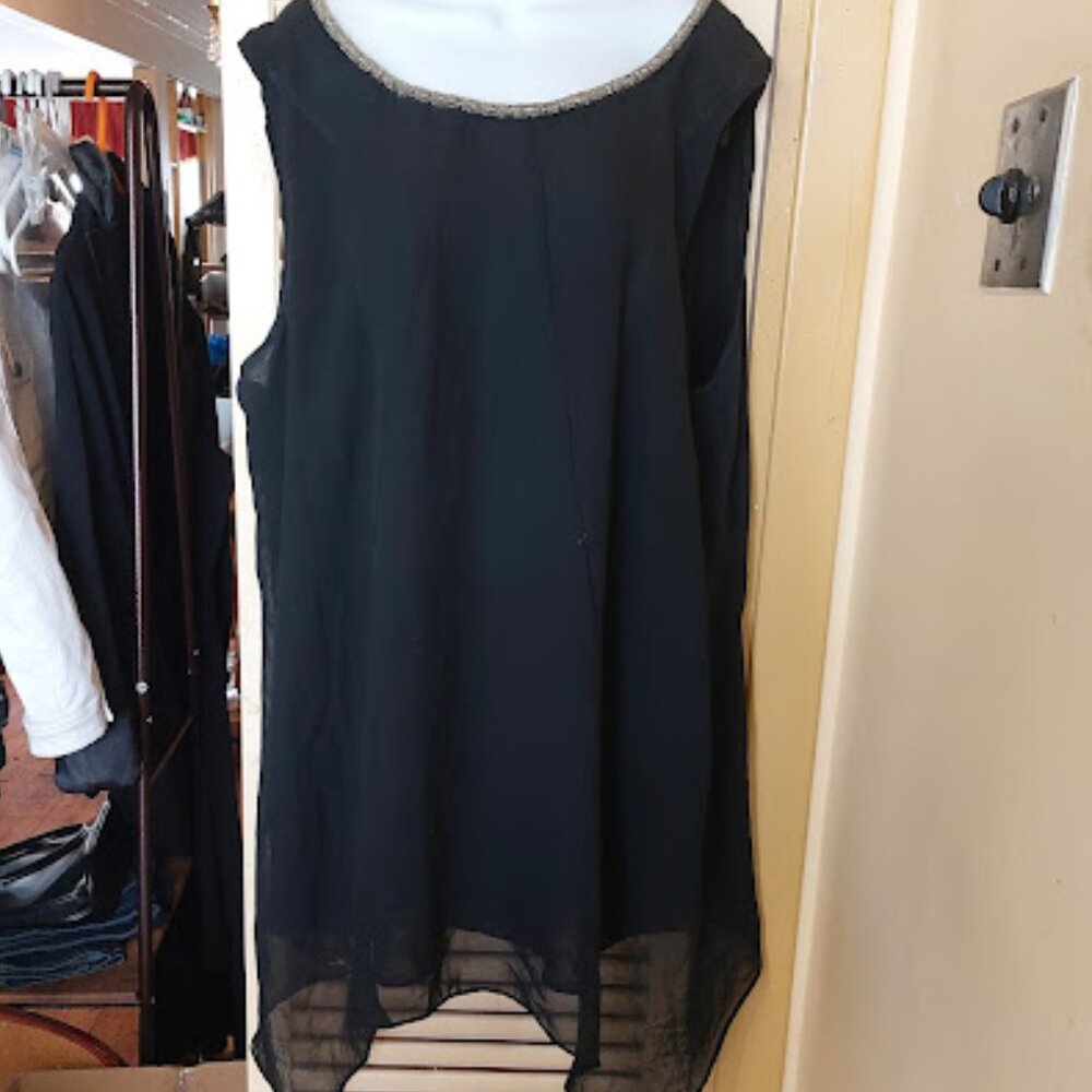 Black Sleeveless Tunic Blouse Size 3X
